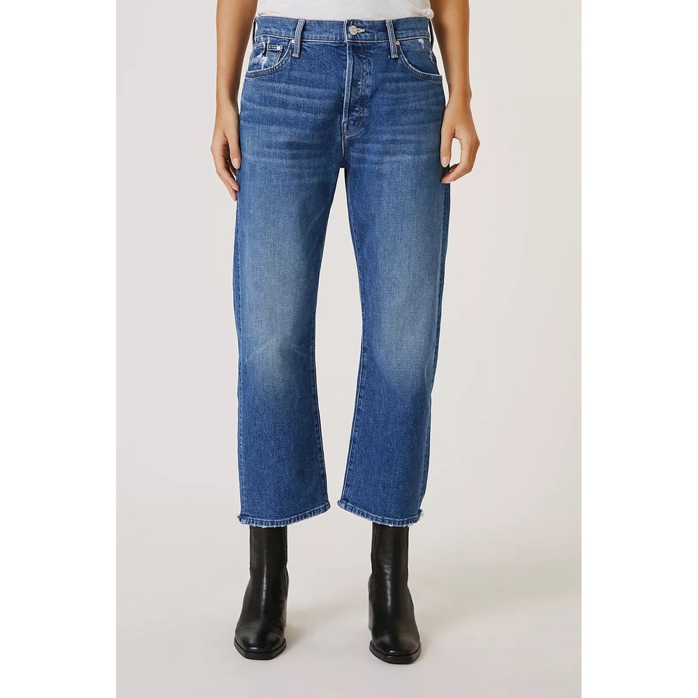 Mother The Ditcher Crop Jeans Blue Broken Record Distressed 1448-259 Size 29